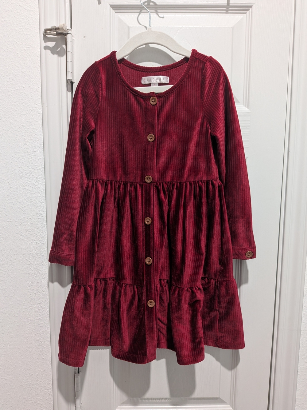 Biscotti Girls' Corduroy Button-Front Dress in Deep Wine